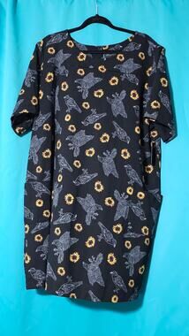 Midnight Hour Crow Raven Sunflower Dress NWT Plus Size 4XL Dark Cottagecore Goth